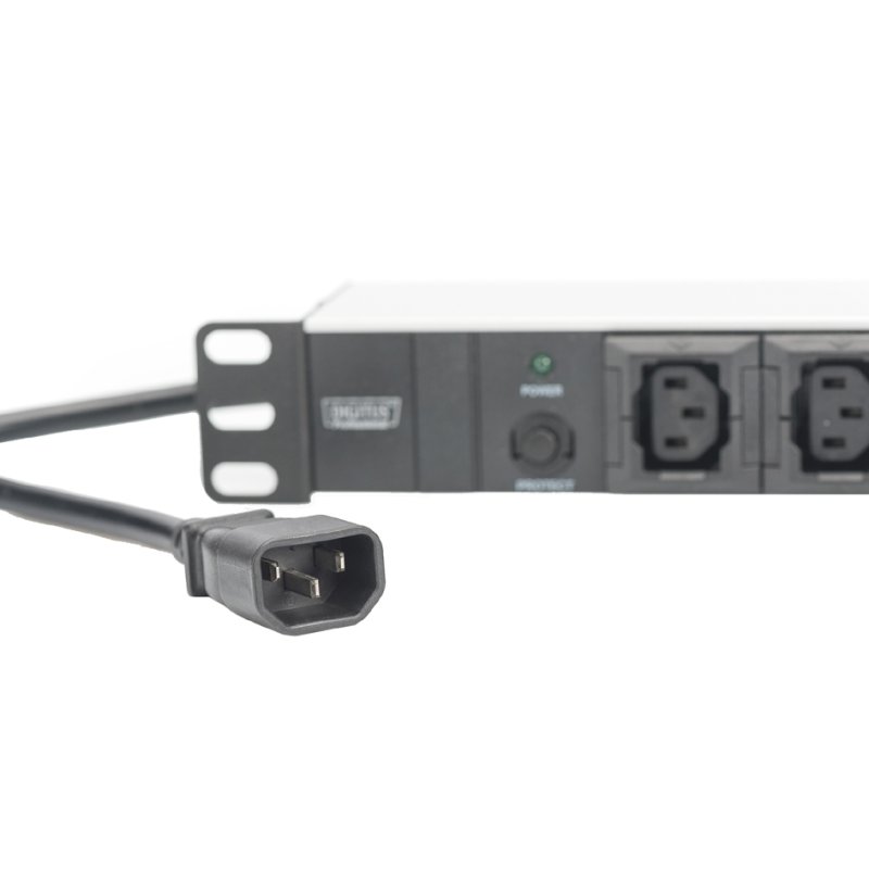 DIGITUS 19" power strip, 10-way with surge protection, 1U, IEC C13, black