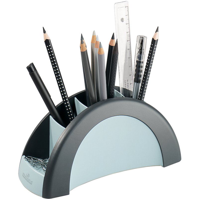 DURABLE Vegas pen holder, black/silver, multi-compartment, 205×90×80 mm