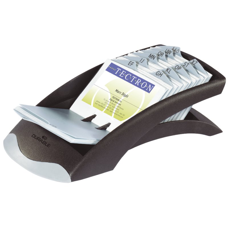DURABLE boîte à cartes de visite VISIFIX desk VEGAS, noir, plastique, 200 cartes