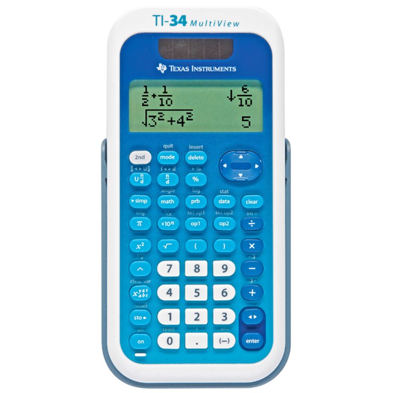 TEXAS INSTRUMENTS calculatrice scolaire TI-34 Multiview, écran 4 lignes, énergie solaire et pile