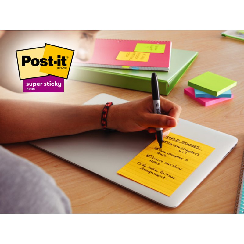 Post-it Super Sticky notes adhésives, 152×101 mm, mixte, 3 blocs