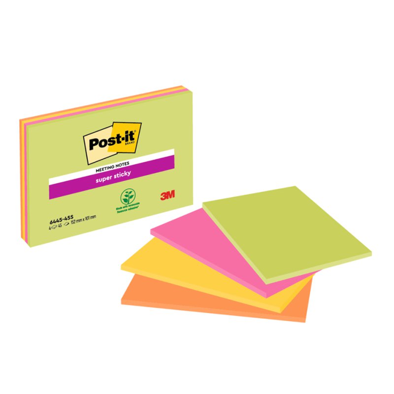 Post-it Super Sticky notes adhésives, 152×101 mm, mixte, 3 blocs