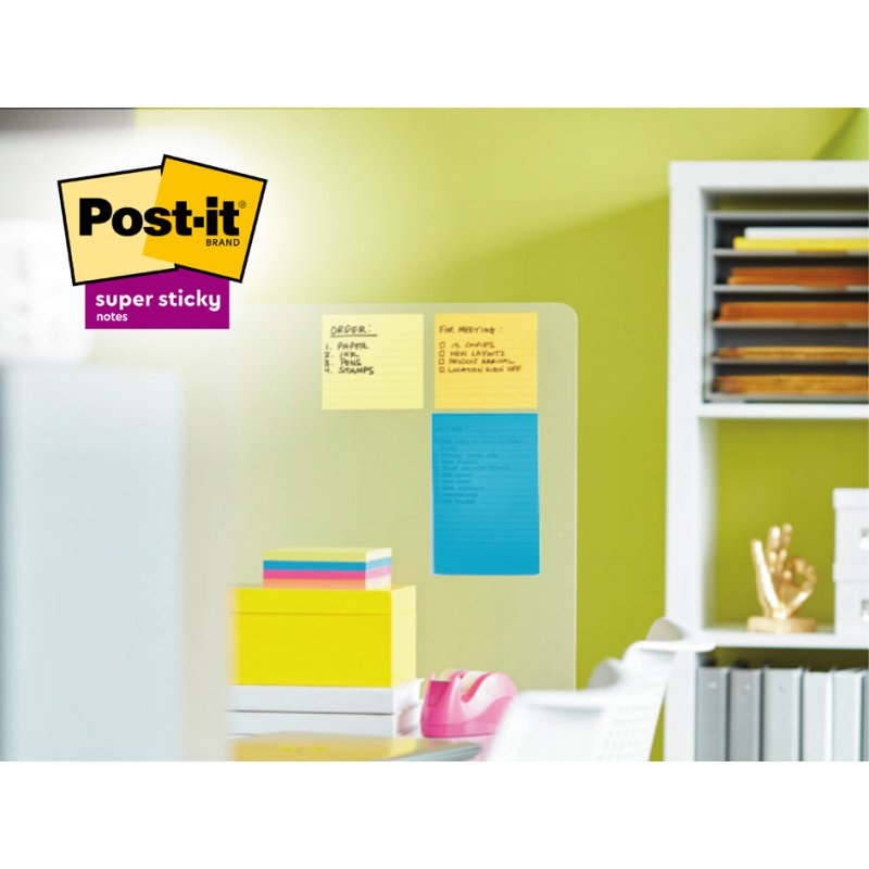Post-it Super Sticky notes adhésives, 152×101 mm, mixte, 3 blocs