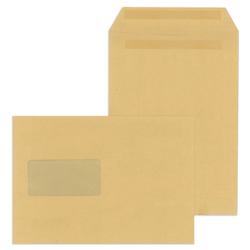 MAILmedia Enveloppes d'expédition C4 auto-adhésives, fenêtre gauche, marron, 250 pièces