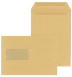 MAILmedia verzendtassen C5, zelfklevend, bruin, venster links, 500 stuks
