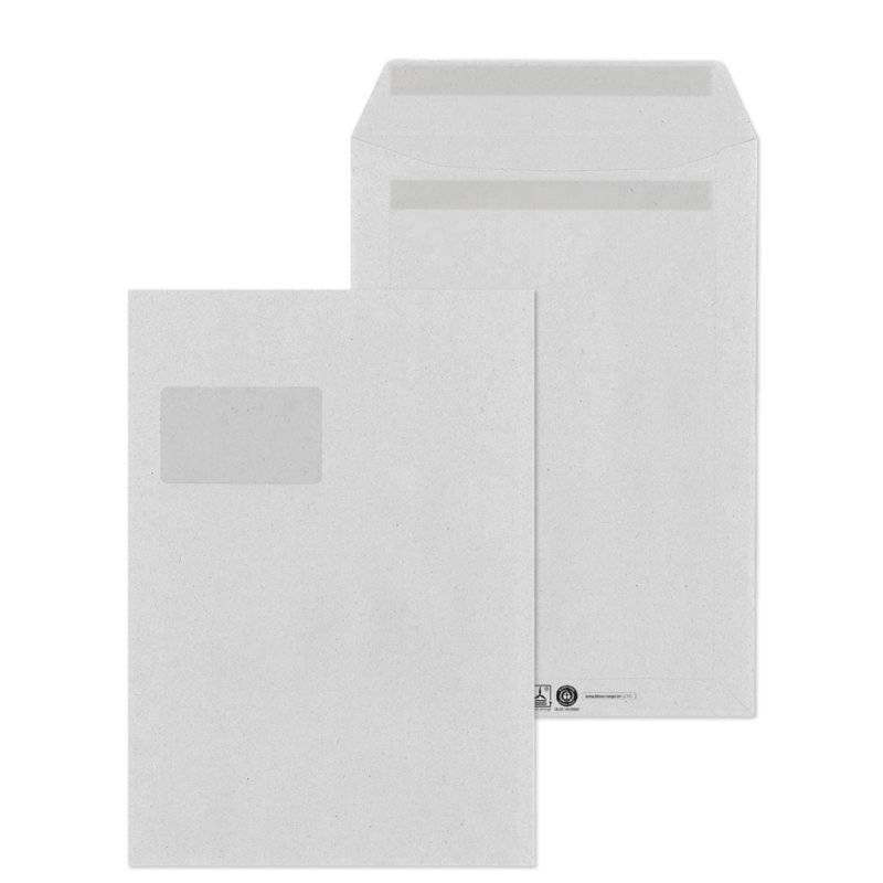 MAILmedia Enveloppes d'expédition C4, auto-adhésif, fenêtre gauche, gris recyclé