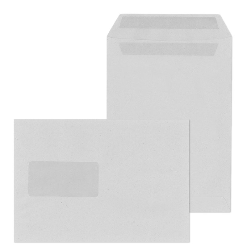 MAILmedia Enveloppes d'expédition C4, auto-adhésif, fenêtre gauche, gris recyclé