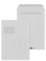 MAILmedia verzendenveloppen C5, zelfklevend, venster links, recycling grijs, 500 stuks