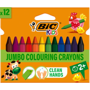 Bic driehoekige waskleurkrijtjes, 12 mm, 90 mm, 12 stuks