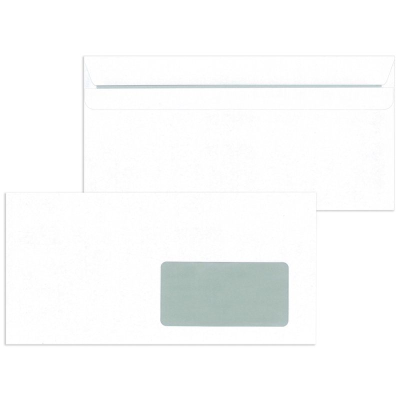 MAILmedia enveloppes DIN Long auto-adhésives, avec fenêtre, blanc, 1000 pièces