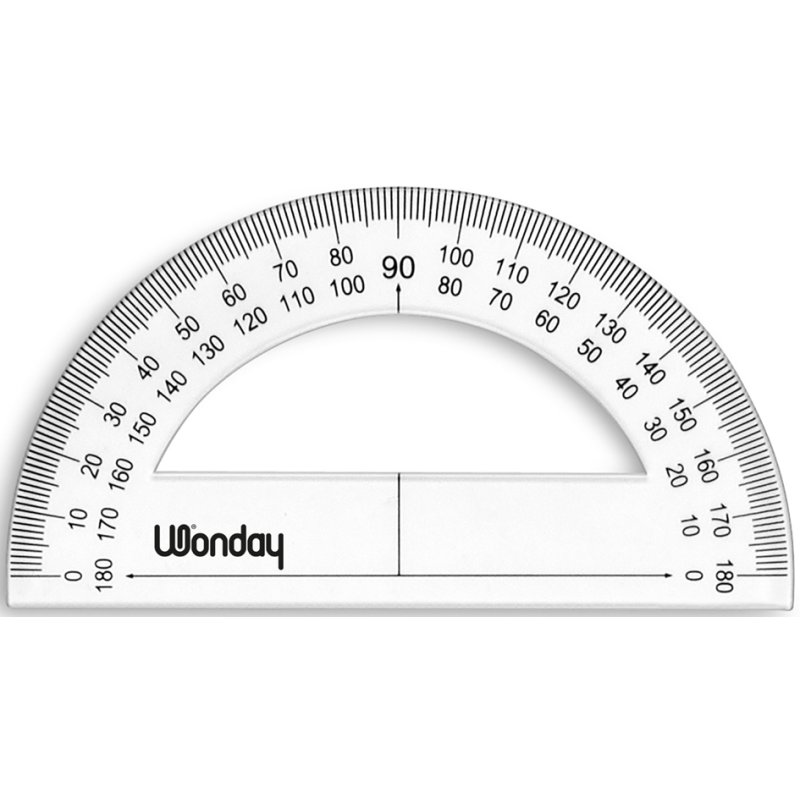 Wonday demi-rapporteur, transparent, 180 degrés, 120 mm