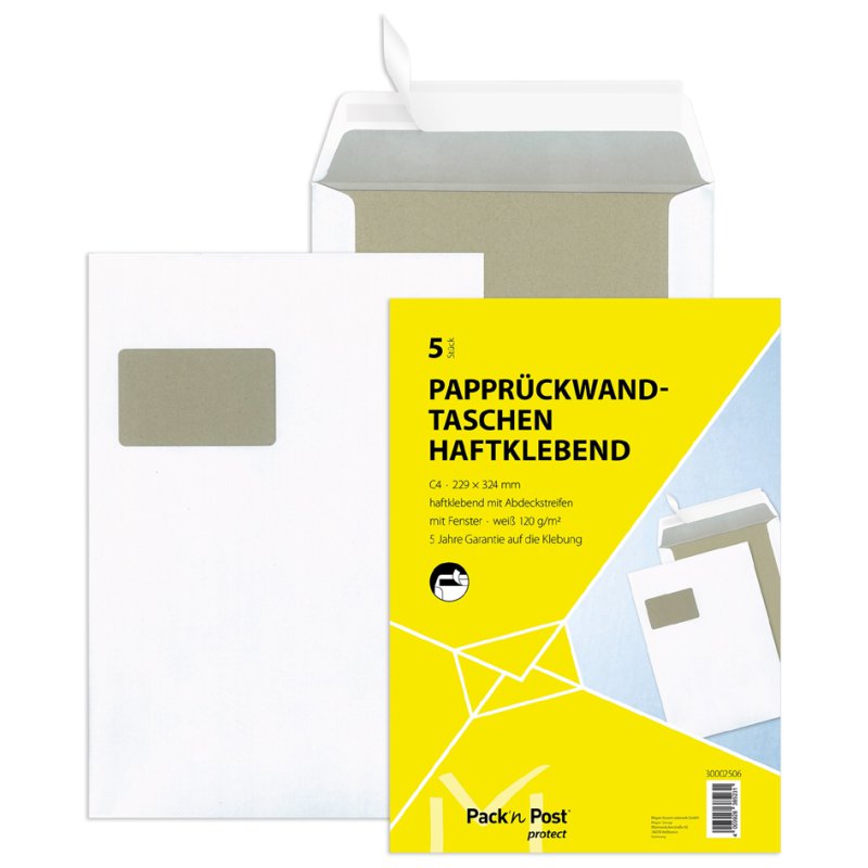 MAILmedia mailing envelopes A4, white, window on the left, 5 pieces