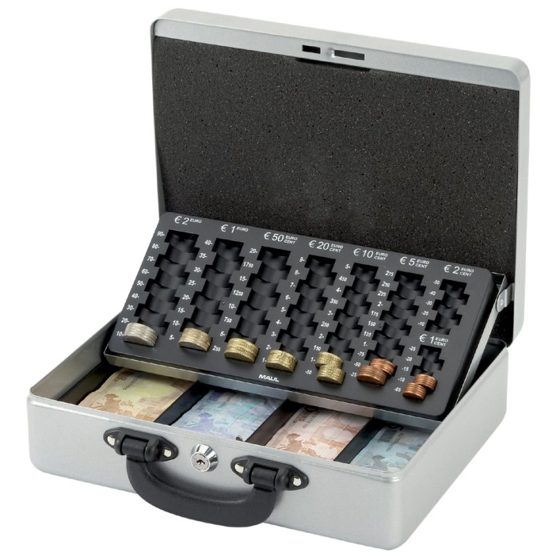 MAUL coffre-fort avec compteur de pièces, argent, 300×245×93 mm