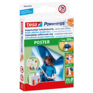 tesa Powerstrips posterstrips, draagkracht max. 0,2 kg, 96 stuks