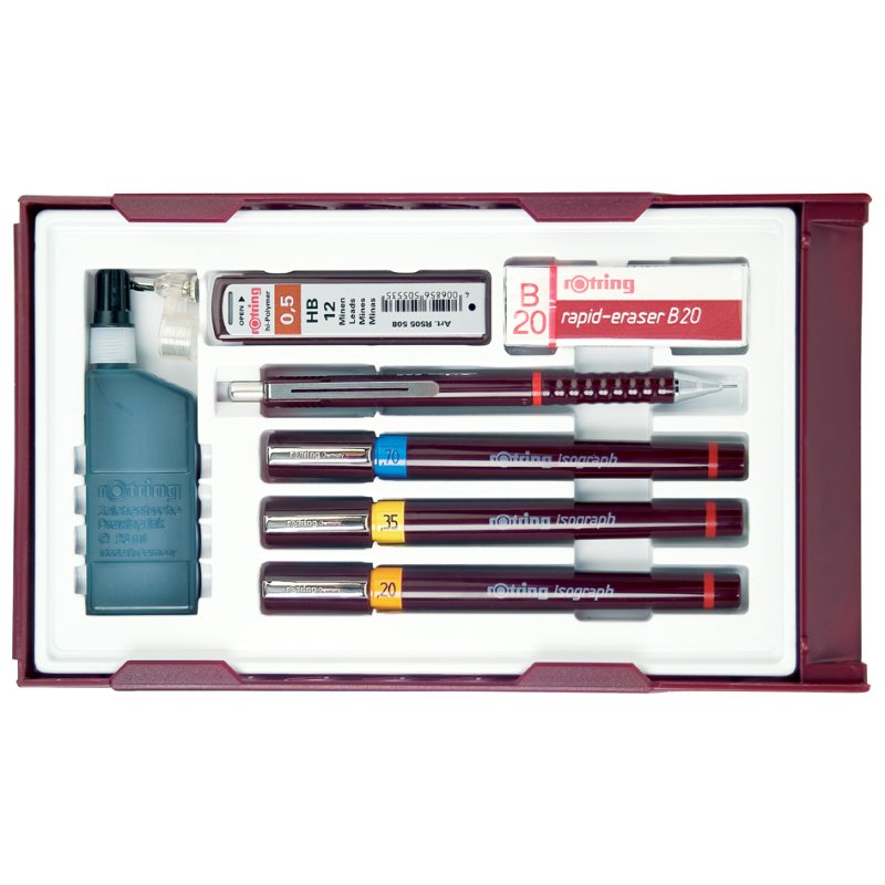 rotring tekenpennen isograph College Set, 0,25 - 0,5 mm