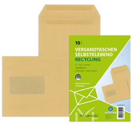 MAILmedia verzendenvelop natronbruin C5, venster links, zelfklevend, 10 stuks