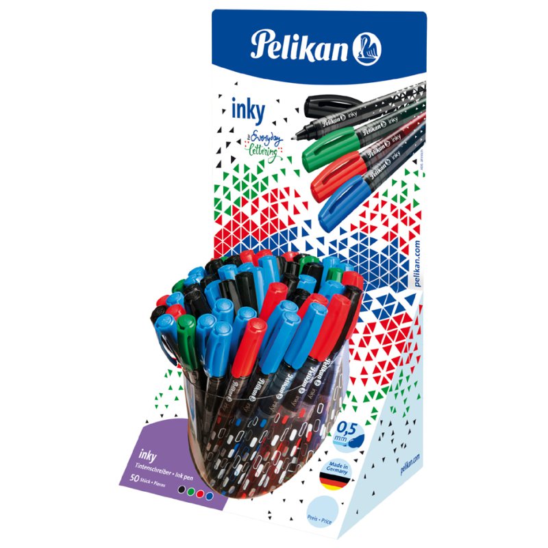 Pelikan Inky 669416, 0.5 mm, assorted blue/green/red/black, 50 pieces