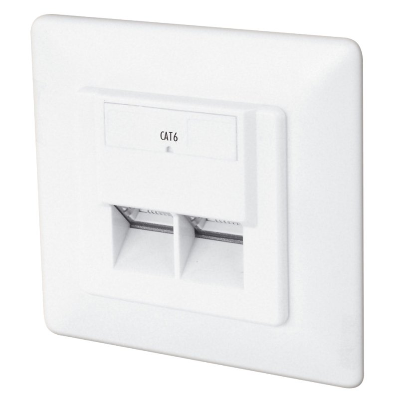 DIGITUS inbouwdoos cat.6, afgeschermd, 2×RJ45, reinwit