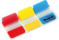 Post-it index markeerstrips Strong, 25,4 × 38 mm, rood/geel/blauw, 66 stuks