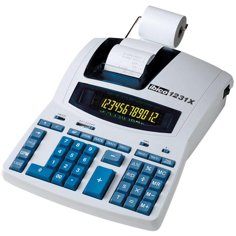 ibico rekenmachine 1231X, 12-cijferig LCD-display, zwart/rood afdruk, lichtgrijs/blauw