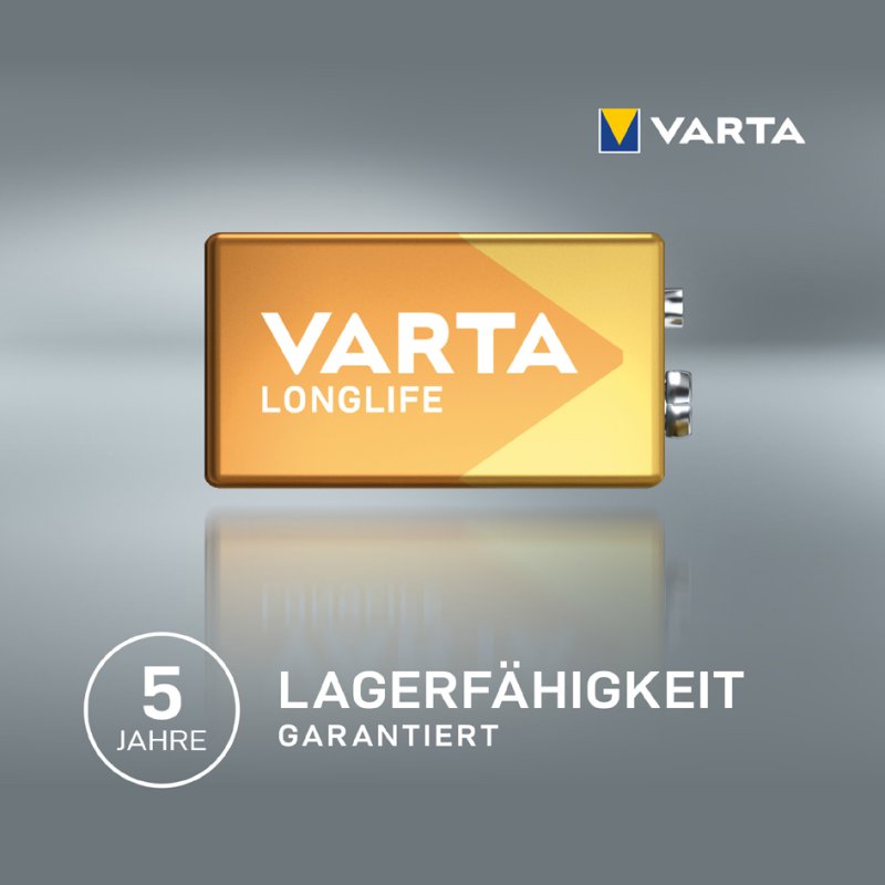 VARTA Longlife alkaline blokbatterij 9V, E-Block 6LR61, 550 mAh