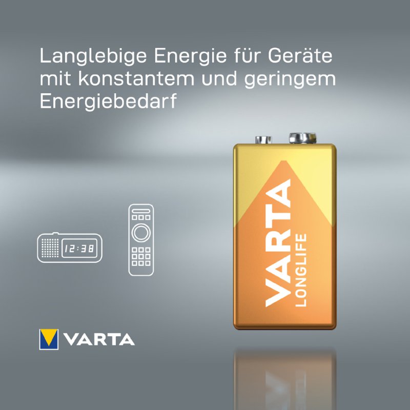 VARTA Longlife alkaline blokbatterij 9V, E-Block 6LR61, 550 mAh
