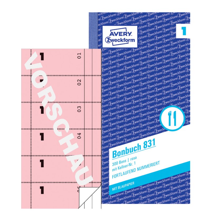 AVERY Zweckform carnet de reçus, A4, jaune, 2 x 50 feuilles