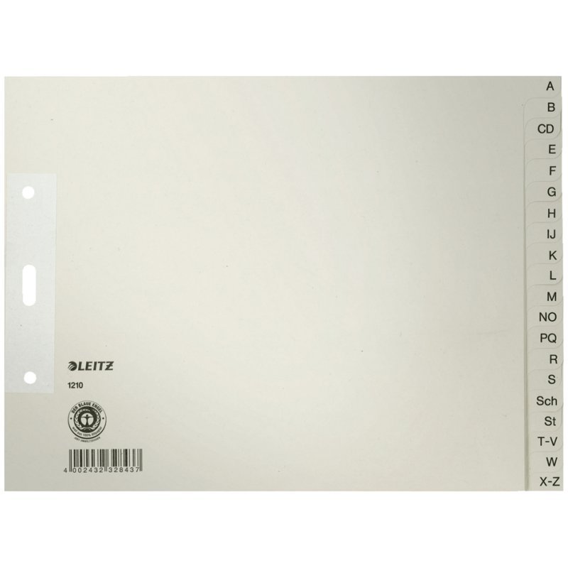 LEITZ intercalaires de registre A-Z, A4 extra large, gris, 20 pièces