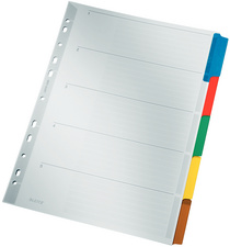 LEITZ tabbladen karton A4, 5-delig, grijs, blanco