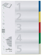 DURABLE tabbladen A4, PP kunststof, 10-delig, genummerd 1-10