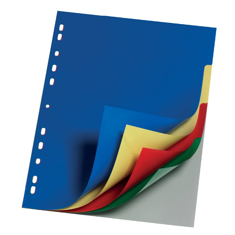 DURABLE onglets plastique A4, 5 parties, onglets colorés, perforation universelle