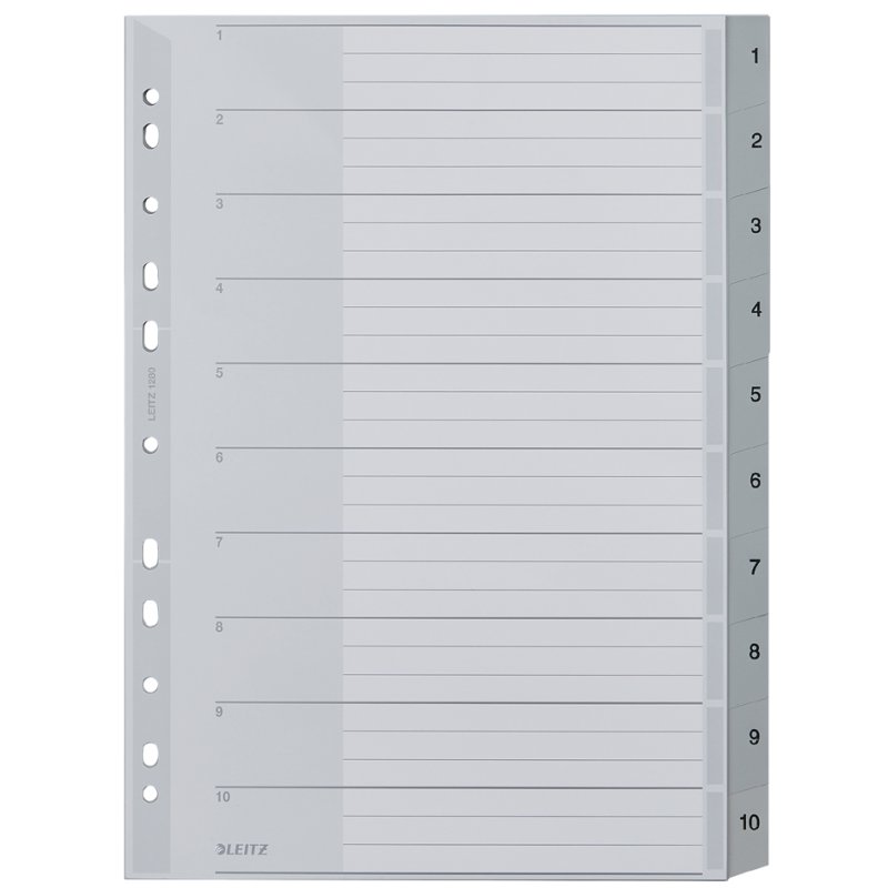 LEITZ intercalaires A4, chiffres 1-12, gris, 12 pièces