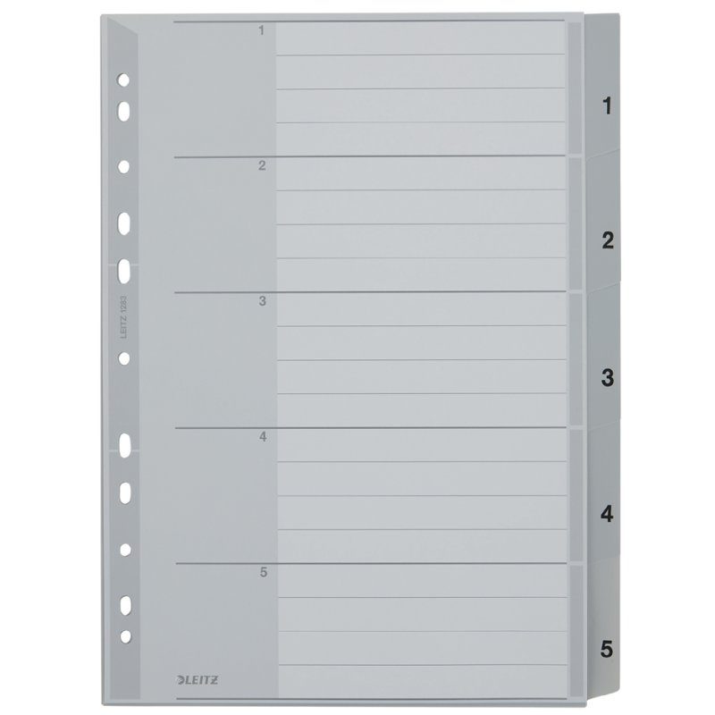 LEITZ intercalaires A4, chiffres 1-12, gris, 12 pièces