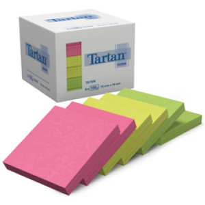 Tartan Notes haftnotizen, 76×76 mm, neon gekleurd, 6 blokken