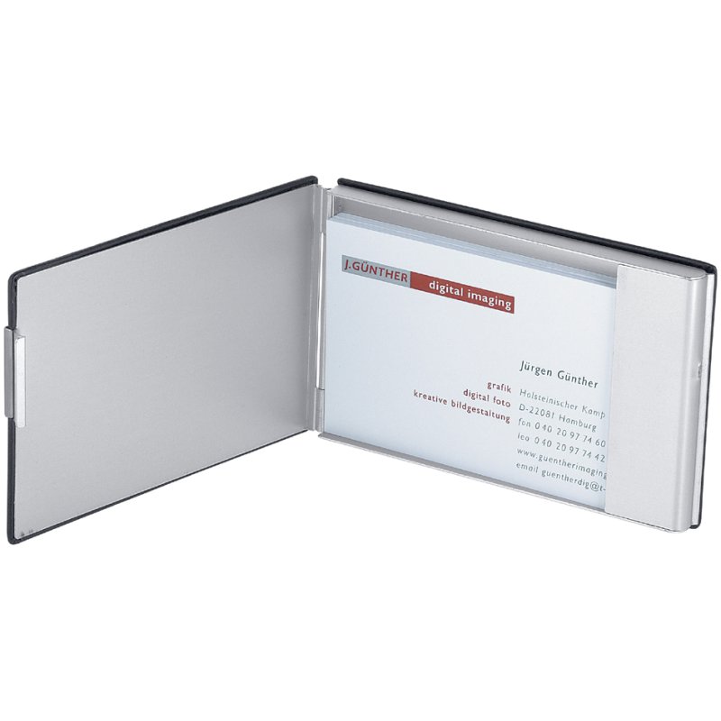 WEDO business card holder Good Deal, aluminium/PVC, black, 18 cards