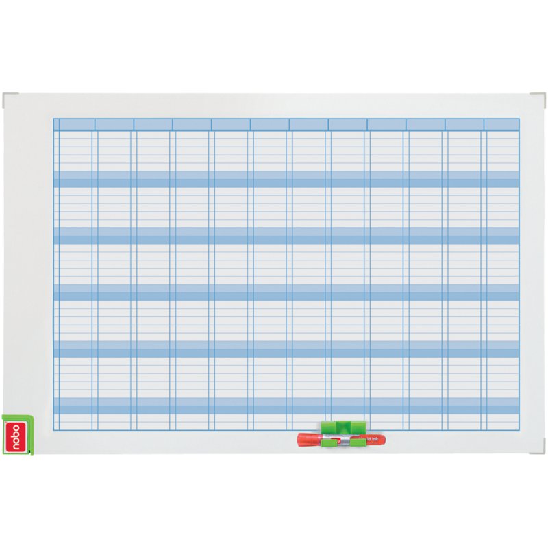 Nobo Planificateur annuel Performance, blanc, tableau blanc magnétique, 900 × 600 mm