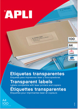APLI weerbestendige transparante etiketten, 210 × 297 mm, polyester, 100 stuks