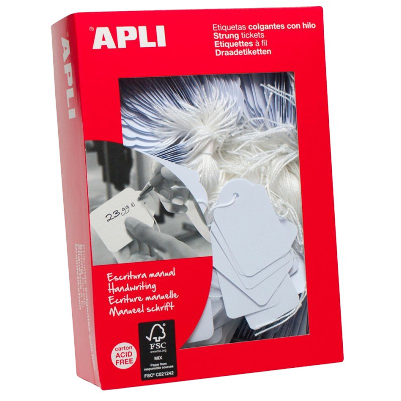 APLI prijskaartjes, wit, 22 × 35 mm, 500 stuks