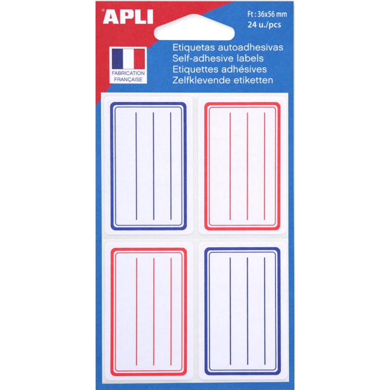 APLI etikethouders, blanco, blauw, 38×50 mm, 32 stuks