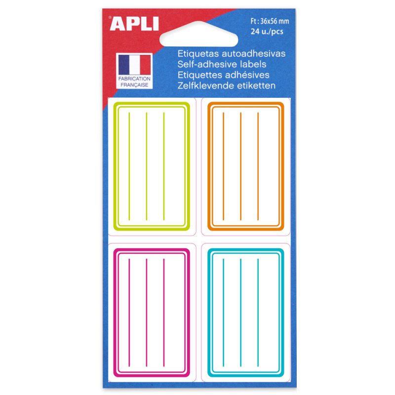 APLI etikethouders, blanco, blauw, 38×50 mm, 32 stuks