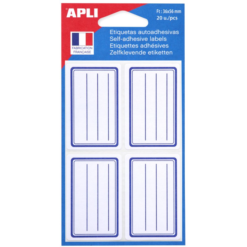 APLI etikethouders, blanco, blauw, 38×50 mm, 32 stuks