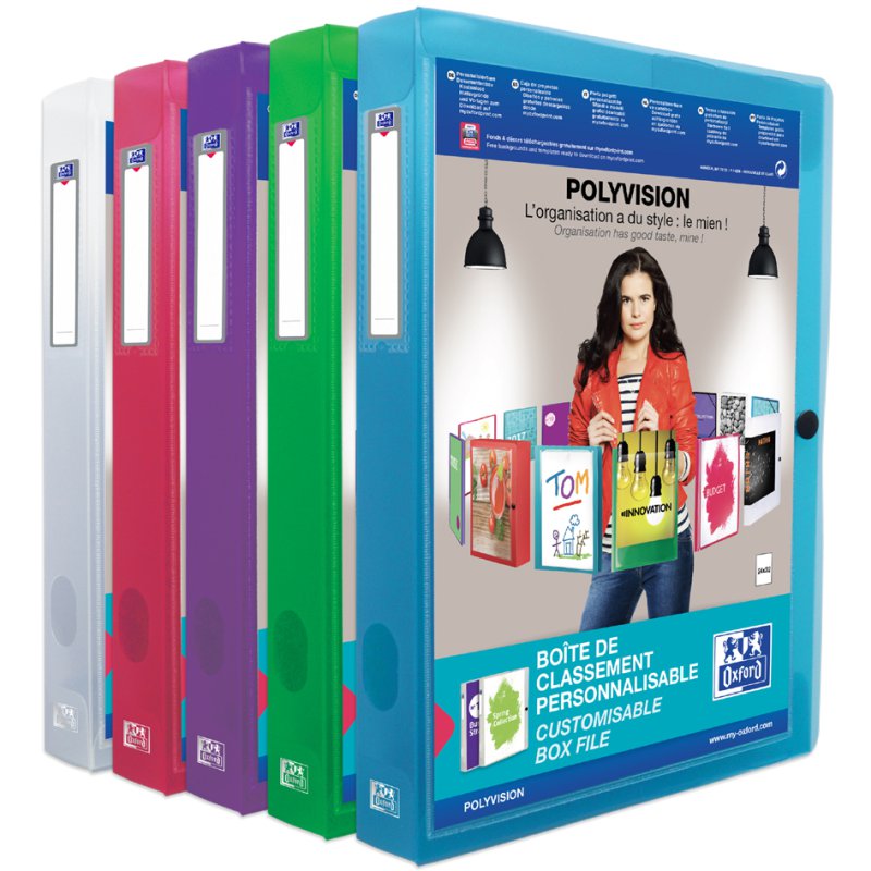 Oxford boîte de rangement POLYVISION A4, transparent, largeur de dos 40 mm