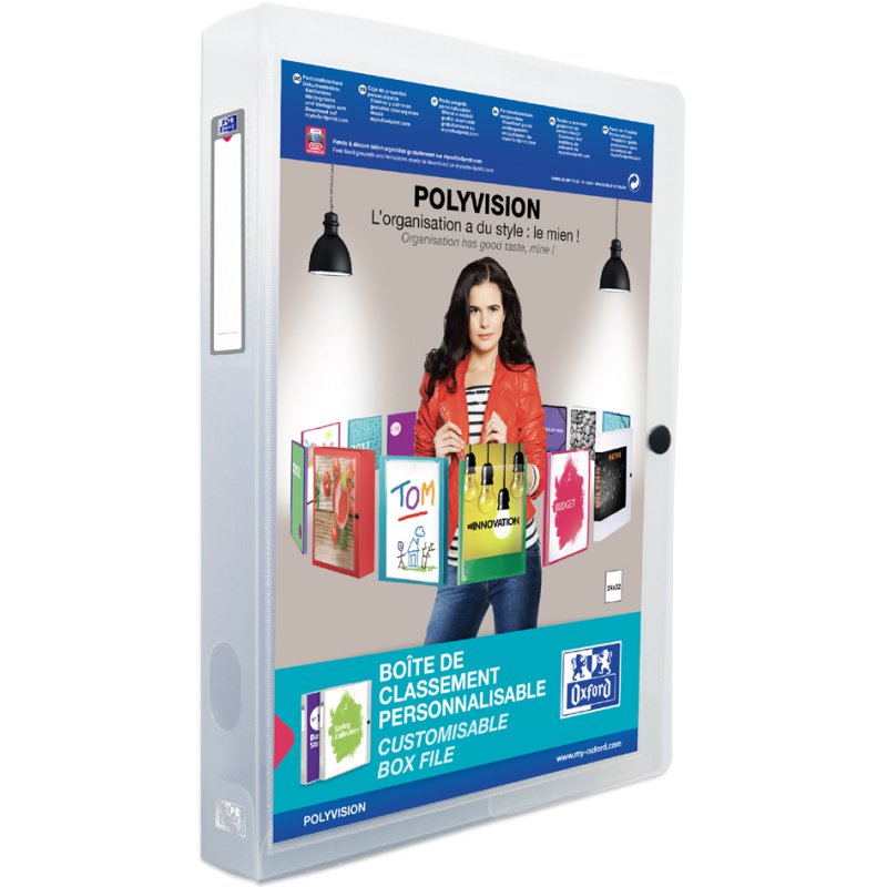 Oxford boîte de rangement POLYVISION A4, transparent, largeur de dos 40 mm