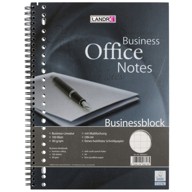herlitz LANDRÉ businessblok met spiraal, A4, geruit, 100 vel