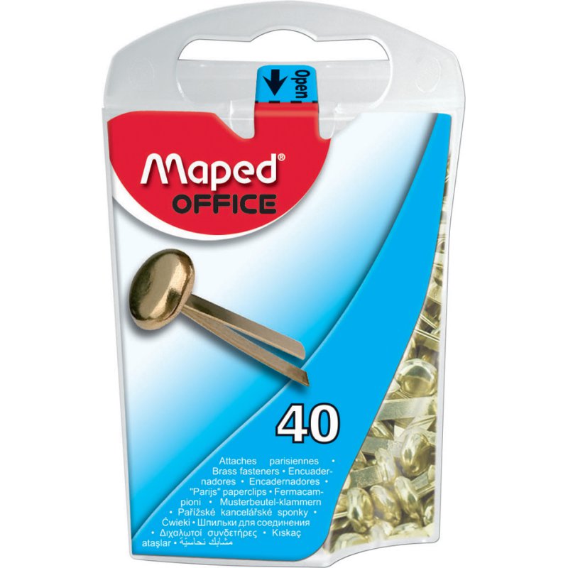 Maped attaches partagées tête ronde, laiton, 17 mm, 40 pièces