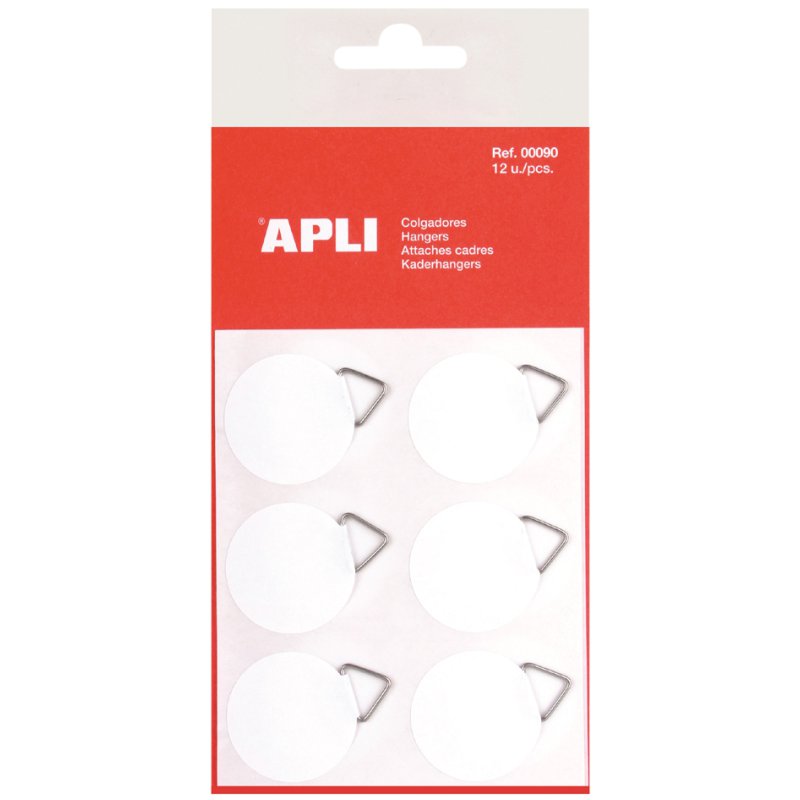 APLI schilderijhaak zelfklevend wit, 200 gram draagvermogen, 12 stuks