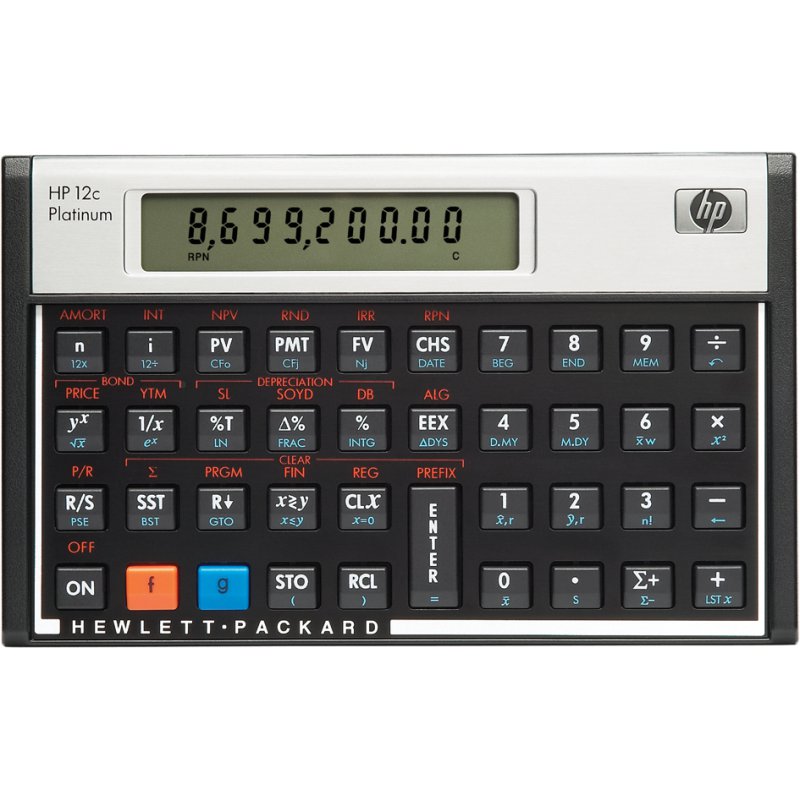 hp calculatrice financière 12c Platinum, noir, 130 fonctions, affichage 10 chiffres