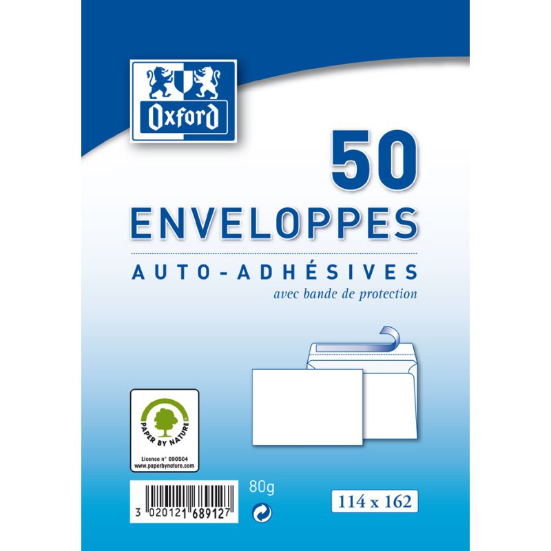 Oxford enveloppes C6, blanc, auto-adhésif, 50 pièces