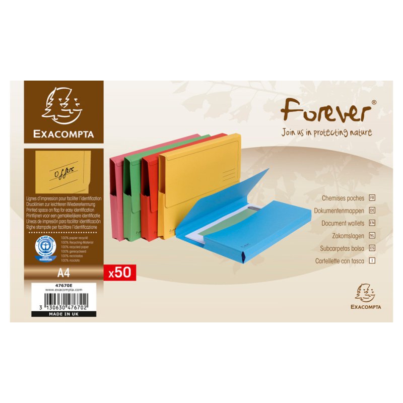 EXACOMPTA Forever documentmap A4, grijs, recycling-karton 290 g/m², 50 stuks