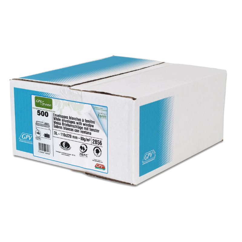 GPV enveloppen DL, wit, 110 × 220 mm, 500 stuks